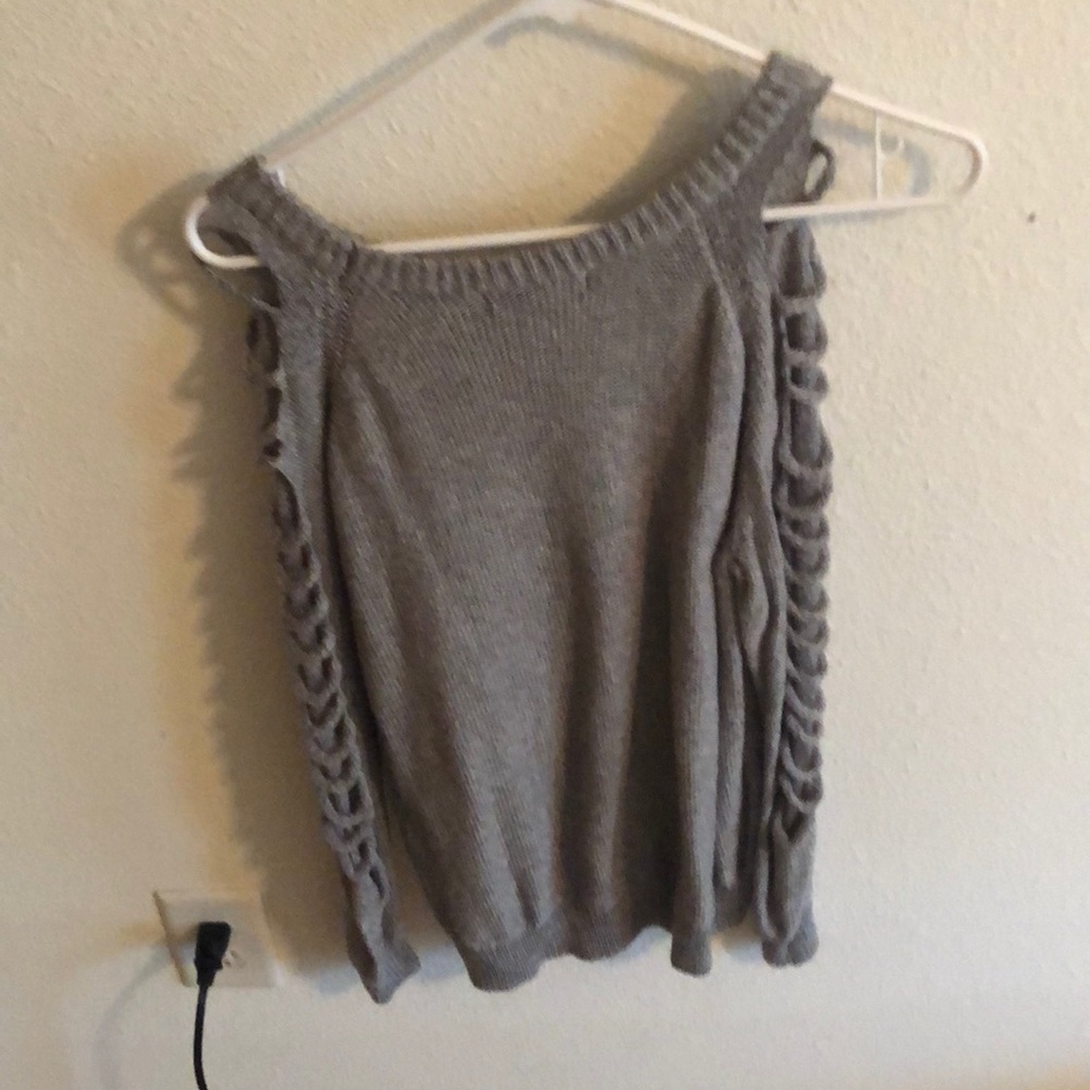 Gray cut out sweater